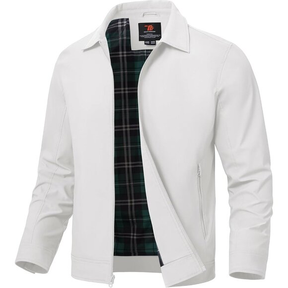 Men's Stylish Jackets Lightweight 01 White Coat Front Closure Zip Up Pockets - Picture 8 of 8